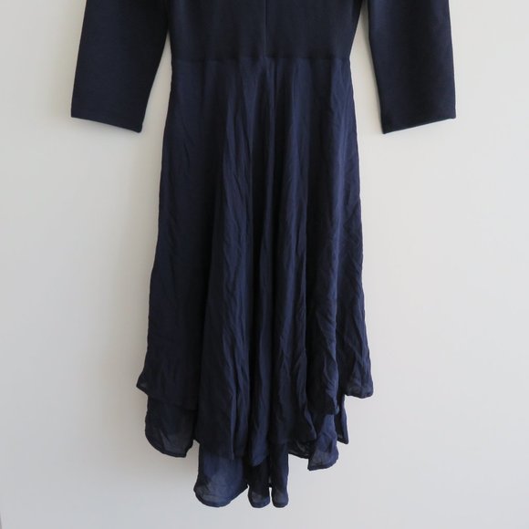 ANTHROPOLOGIE MAEVE Orsay Knit Navy Blue Asymmetrical Dress - Size S - Picture 13 of 16